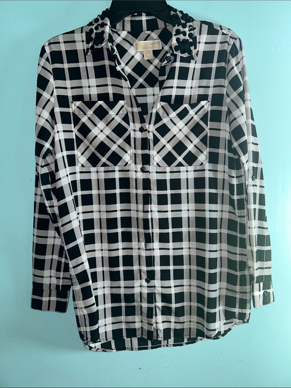 MICHAEL Michael Kors Black and White Plaid Button-Front Shirt